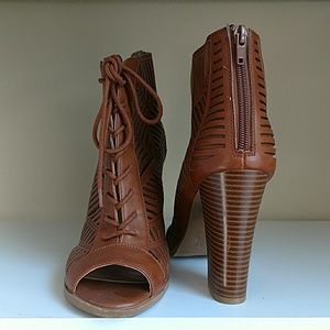 Lace-Up Peep Toe Booties